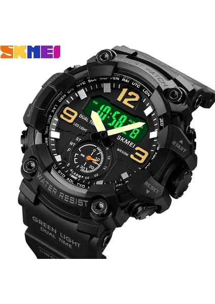 Mavi Kamuflaj Kutusu Skmeı Erkekler Askeri Izle 3 Zaman Chrono Su Geçirmez Kol Saati LED Dijital Saat Erkek Relogios Masculino 1965 Spor Saatleri Erkek (Yurt Dışından)
