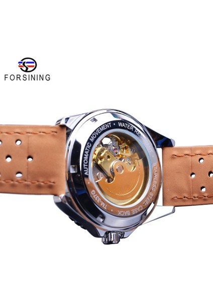 GMT1155-5 Forsining Benzersiz Erkek Saat Otomatik Yaratıcı Yarım Mavi Beyaz Içi Boş Kadran Hakiki Deri Mekanik Saat Moda Relojes 2019 (Yurt Dışından) indirimleri