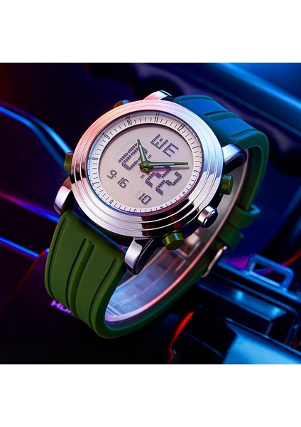Turuncu Sınobı Spor Saatler Erkekler Çift Ekran Analog Dijital LED Elektronik Kuvars Saatı Erkekler Çok Fonksiyonlu Su Geçirmez Izle (Yurt Dışından) indirimleri