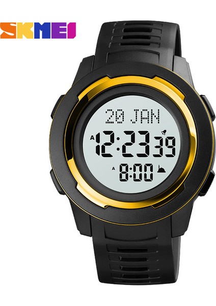 Altın Beyaz Skmeı Spor Saat Adam Dijital Kıble Erkek Saatler Erkekler Kol Saatleri Müslüman Pusula Kıble Yönü Şehir Seçimi Saat Erkek Reloj (Yurt Dışından)