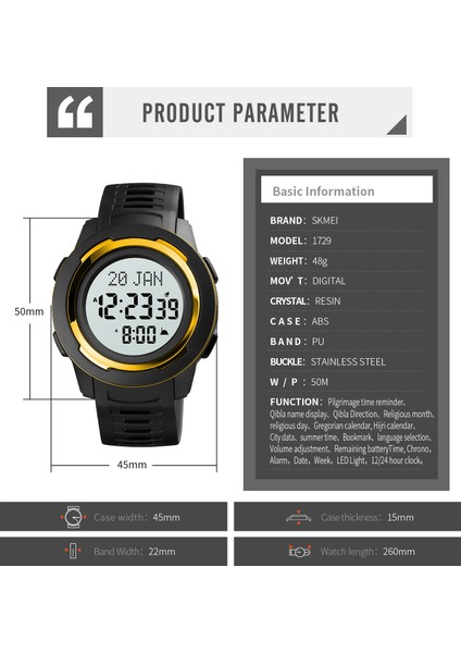 Altın Beyaz Skmeı Spor Saat Adam Dijital Kıble Erkek Saatler Erkekler Kol Saatleri Müslüman Pusula Kıble Yönü Şehir Seçimi Saat Erkek Reloj (Yurt Dışından) modelleri