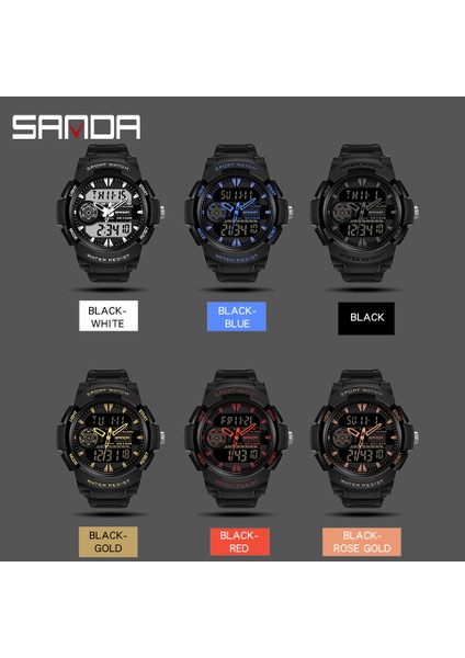 Rose Sanda Marka Erkekler LED Dijital Saat Askeri Spor Saatler Moda Su Geçirmez Elektronik Kol Saati Erkek Relogio Masculino (Yurt Dışından)
