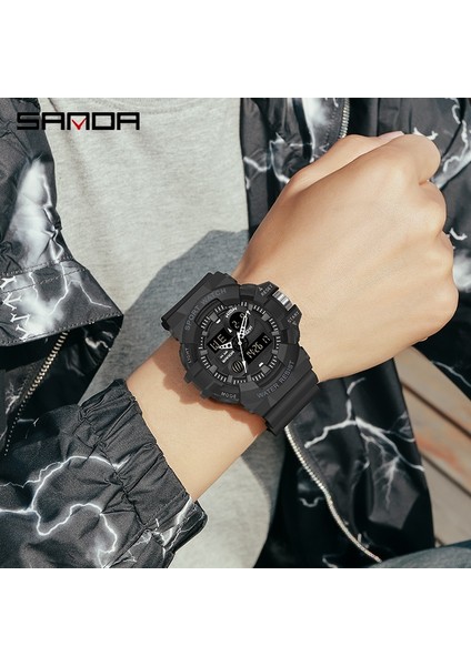 3037 Ms Matcha Yeşili Sanda Lüks Çift Ekran Kuvars Izle Otomatik Tarih Saati Su Geçirmez Spor Saat Erkek Aydınlık Saat Reloj De Hombre (Yurt Dışından) fırsatları