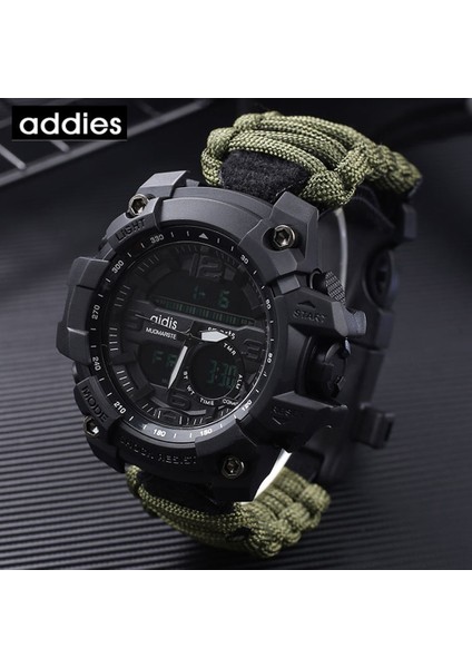 Kayış ile Yeşil Addıes Askeri Hayatta Kalma Dış Mekan LED Dijital Saat Çok Fonksiyonlu Pusula Düdük Su Geçirmez Kuvars Ordu Saat Relogio Masculino (Yurt Dışından) fiyatları