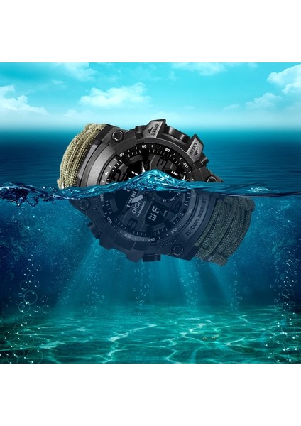 Kayış ile Yeşil Addıes Askeri Hayatta Kalma Dış Mekan LED Dijital Saat Çok Fonksiyonlu Pusula Düdük Su Geçirmez Kuvars Ordu Saat Relogio Masculino (Yurt Dışından) fırsatları