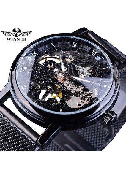 GMT1111-4SMALL Kazanan Ince Kasa Tam Altın Tasarım Retro Ajur Saat Örgü Bant Erkek Mekanik Saatler Üst Marka Lüks Işıltılı Eller (Yurt Dışından)