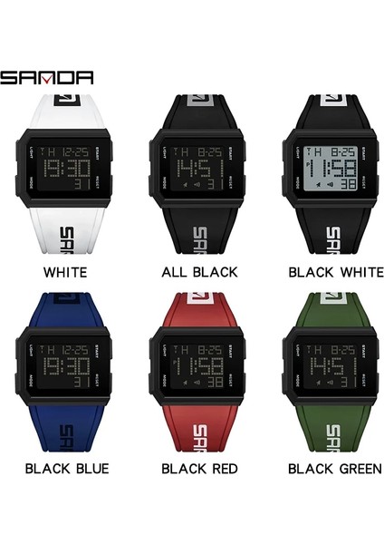 Siyah Beyaz Sanda Izle Erkekler Dijital Hafif Tasarım 50 M Su Geçirmez Japon Novement Spor Saatleri Çok Fonksiyonlu Reloj Hombre 9003 (Yurt Dışından) fiyatları