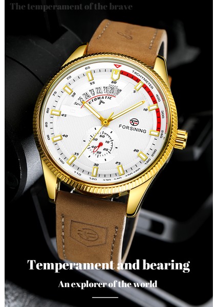 Siyah Altın Forsining Erkek Saatler Moda Deri Takvim Otomatik Mekanik Izle Günlük Spor Erkek Kol Saati Montre Homme (Yurt Dışından) fırsatları
