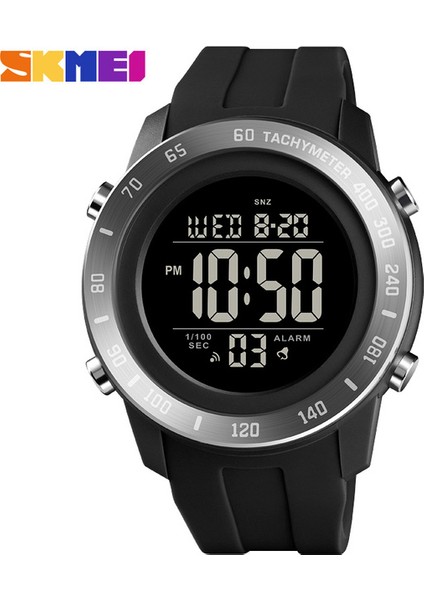 Tüm Siyah Skmeı Dijital Saat Erkekler Su Geçirmez LED Spor Saatler Çalar Saat Erkek Askeri Elektronik Erkek Kol Saatleri Relogio Montre (Yurt Dışından)