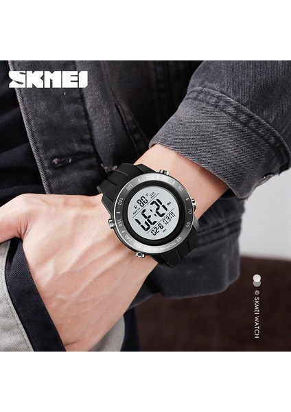 Tüm Siyah Skmeı Dijital Saat Erkekler Su Geçirmez LED Spor Saatler Çalar Saat Erkek Askeri Elektronik Erkek Kol Saatleri Relogio Montre (Yurt Dışından)