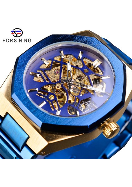 GMT1174-2 Forsining Mekanik Erkek Saatler Moda Otomatik Erkek Saat Mavi Paslanmaz Çelik Su Geçirmez Iş Erkek Kol Saati (Yurt Dışından) fiyatları