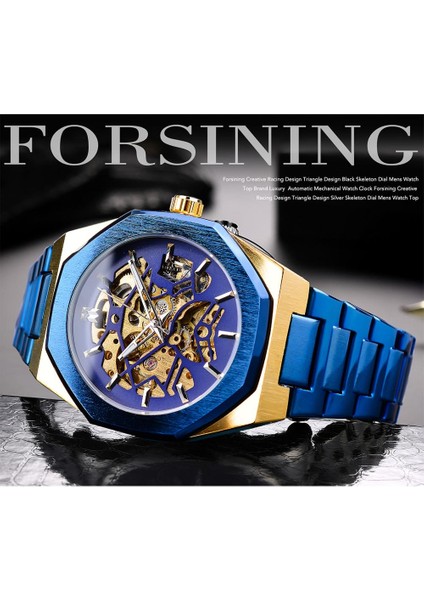 GMT1174-2 Forsining Mekanik Erkek Saatler Moda Otomatik Erkek Saat Mavi Paslanmaz Çelik Su Geçirmez Iş Erkek Kol Saati (Yurt Dışından) modelleri