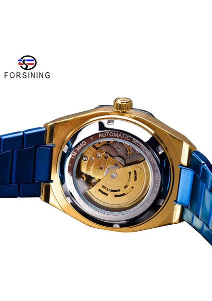 GMT1174-2 Forsining Mekanik Erkek Saatler Moda Otomatik Erkek Saat Mavi Paslanmaz Çelik Su Geçirmez Iş Erkek Kol Saati (Yurt Dışından) indirimleri