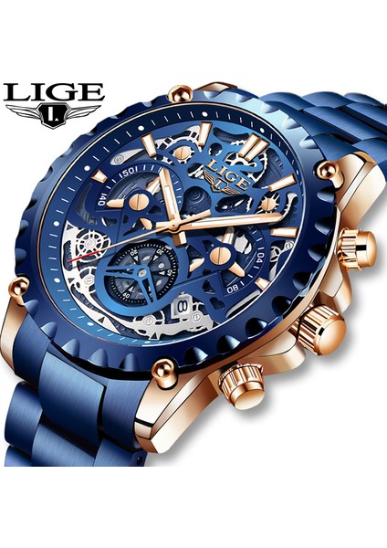 Gümüş Siyah Lıge 2022 Askeri Su Geçirmez Hollow Erkek Saatler Üst Marka Spor Kuvars Izle Erkekler Için Çok Fonksiyonlu Saat Relogio Masculino + Kutu (Yurt Dışından) fırsatları