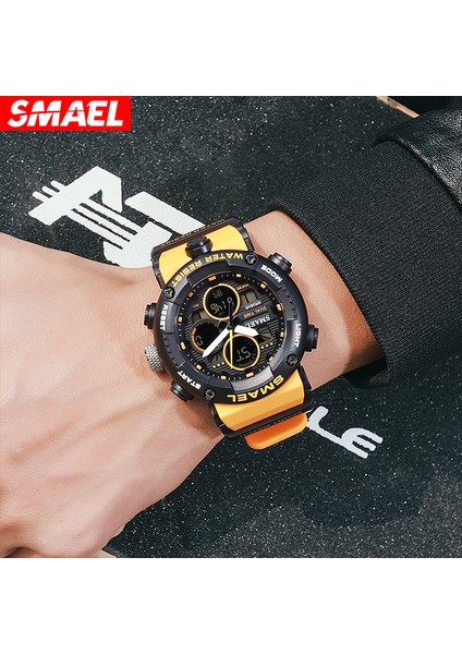 Siyah Beyaz Smael Erkekler Spor Saatler Büyük Arama Çift Ekran LED Dijital Açık Askeri Su Geçirmez Saatler Çok Fonksiyonlu Moda Izle Adam (Yurt Dışından) modelleri