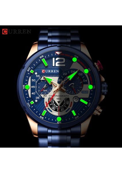 Altın Siyah Curren Saatler Menstop Marka Lüks Rahat Çelik Kuvars Erkek Saati Iş Saati Erkek Spor Su Geçirmez Tarih Kronograf (Yurt Dışından) fırsatları