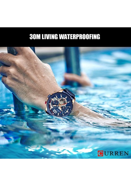 Altın Siyah Curren Saatler Menstop Marka Lüks Rahat Çelik Kuvars Erkek Saati Iş Saati Erkek Spor Su Geçirmez Tarih Kronograf (Yurt Dışından) indirimleri