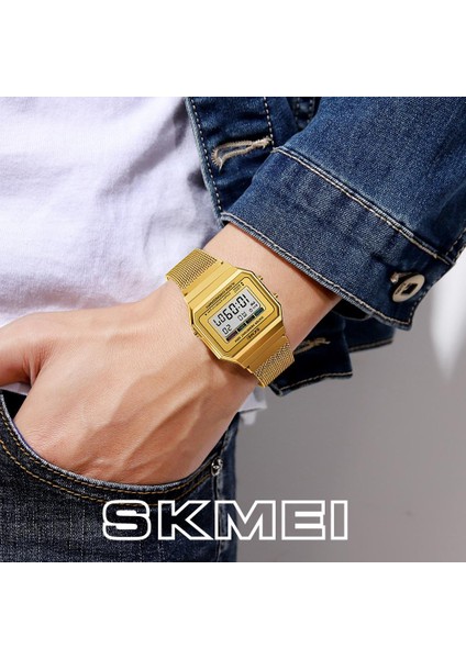 Gül Altın Skmeı Marka Erkekler Dijital Saatler Kronometre Spor Saatler LED Işık Elektronik Kol Saatleri Çalar Saat Su Geçirmez Relogio Homme (Yurt Dışından) indirimleri