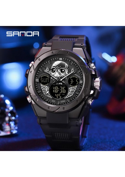 Siyah Mavi G Stil Askeri Saatler Şok Erkekler Moda Kafatası Saat Elektronik Kuvars Adam Spor Kol Saati Yüzmek Relogio Masculino 2023 (Yurt Dışından) fiyatları