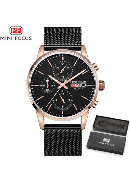 Rg Sıyah Mını Focus Moda Rahat Kuvars Izle Erkekler Mavi Örgü Kayış Tarih Hafta Ekran Üst Marka Lüks Kol Saati Su Geçirmez Analog Saat (Yurt Dışından)