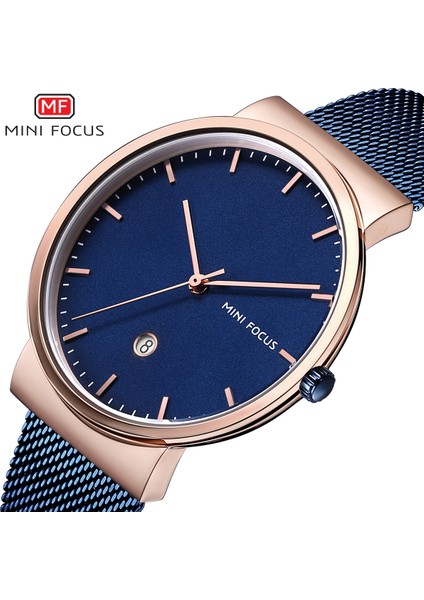 Rgwhıte Mını Focus 2019 Moda Minimalist Kuvars Erkek Saatler Üst Marka Lüks Ultra Ince Örgü Kayış Tarihi Mavi Kadran Kentsel Modern Saat (Yurt Dışından)