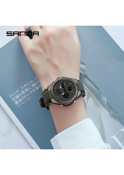 6067 Siyah Altın Sanda Moda Bayanlar Spor Dijital Saat LED Ikili Zaman Elektronik Kol Saatleri Kadın Saatleri Erkek Kız Çocuk Saat Saat (Yurt Dışından)