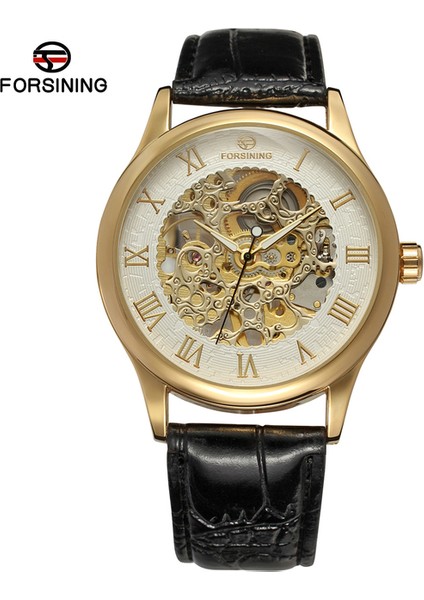 Altın Forsınıng Basit Rüzgar Içi Boş Roma Dijital Ölçekli Mekanik Hareket Mekanik Saat Dairesel Kemer Erkek ve Kadın Saatleri (Yurt Dışından)