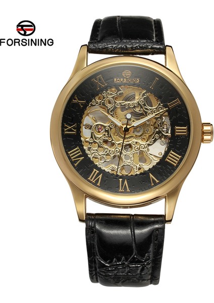 Altın Siyah Forsınıng Basit Rüzgar Içi Boş Roma Dijital Ölçekli Mekanik Hareket Mekanik Saat Dairesel Kemer Erkek ve Kadın Saatleri (Yurt Dışından)
