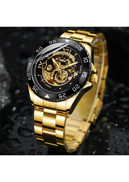 WR819305 Kutusu ile Kazanan Otomatik Mekanik Erkek Kol Saati Askeri Ordu Spor Erkek Saat Üst Marka Lüks Altın Moda Adam Izle 8193 (Yurt Dışından) modelleri