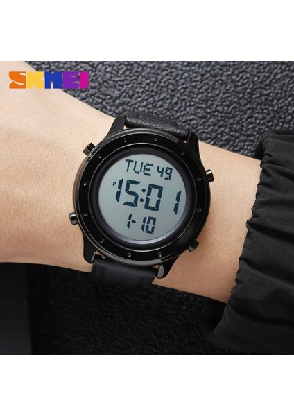 Siyah Altın Deri Skmeı Sokak Modası Büyük Sayılar Chrono Alarm Elektronik Saat Su Geçirmez Aydınlık Dijital Basit Erkek Izle 2 WATCHBAND1864 (Yurt Dışından)