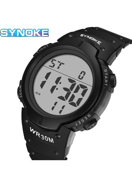 Tam Siyah Synoke 9668 Erkek Spor Saatler Chronos Geri Sayım Erkek Saati Su Geçirmez LED Dijital Saat Adam Elektronik Saat Relogio Masculino (Yurt Dışından)