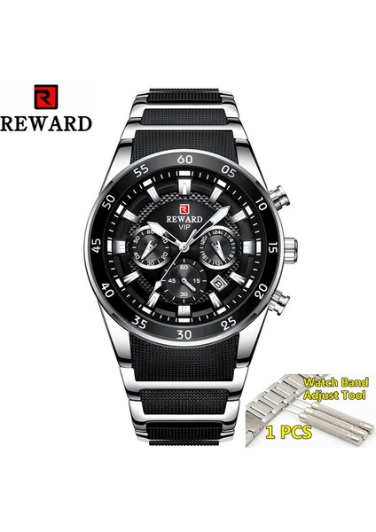 Gümüş Siyah Aracı Ödül Spor Erkek Saatler Lüks Marka Lumious Eller Chronograph Erkek Kol Saatleri Erkek Su Geçirmez Tam Çelik Montre Homme 2021 (Yurt Dışından)
