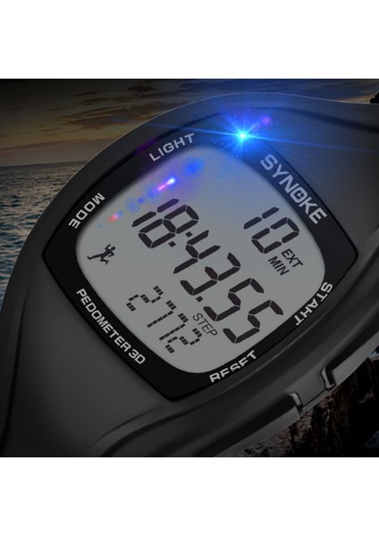 Hiçbir Pedometre Gri Synoke Erkek Saatler Pedometre Spor Spor Izle Erkekler Su Geçirmez Silikon LED Kol Saati Askeri Kronograf Relogio Masculino (Yurt Dışından) modelleri