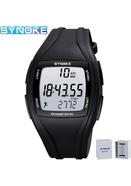 Hiçbir Pedometre Gri Synoke Erkek Saatler Pedometre Spor Spor Izle Erkekler Su Geçirmez Silikon LED Kol Saati Askeri Kronograf Relogio Masculino (Yurt Dışından) fırsatları