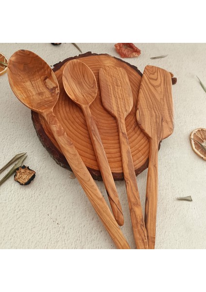 Ahşap Tahta Kaşık ve Spatula Seti - El Yapımı - Zeytin Ağacı - 24,28,30,31 cm indirimleri