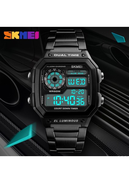 Kutu ile Gümüş Skmeı Reloj Deportivo Dijital Erkekler Saatler Erkekler Su Geçirmez Spor Izle Spor Paslanmaz Çelik Kol Saati Relojes Deportivos Zegarek (Yurt Dışından) indirimleri