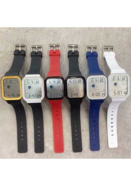 Beyaz Sanda Erkekler Saatler Dijital Yaratıcı Kare Kadın Izle Spor Elektronik Kol Saati 50 M Su Geçirmez Çok Fonksiyonlu Saat Reloj De (Yurt Dışından)