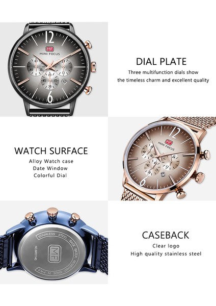 Sıyah Mını Focus Benzersiz Moda Izle Erkekler Kuvars Analog Saat Mavi Örgü Kayış 3 Alt Kadran Çok Fonksiyonlu Üst Marka Lüks Spor Saatler (Yurt Dışından)