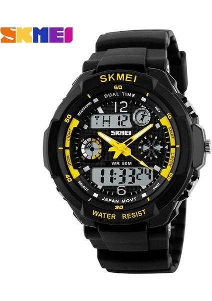 Sarı Skmei Yeni S Şok Moda Erkekler Spor Saatler Skmei Analog Kuvars Dijital Saat Çok Fonksiyonlu Askeri Izle Erkekler Relogio Masculino (Yurt Dışından)