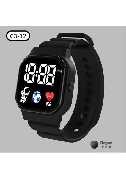 Siyah Saatler 2022 C3-12 Futbol Bilek Saatleri LED Dijital Saat Erkekler Kadınlar Için Spor Saat Elektronik Saat Hodinky Reloj Hombre (Yurt Dışından)
