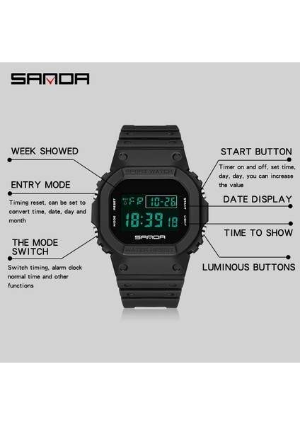 Siyah Sanda G Tarzı Dijital Saat Erkekler Lüks Marka Askeri Izle Moda Erkekler Spor Izle Alarm Kronometre Saat Erkek Relogio Masculino (Yurt Dışından)