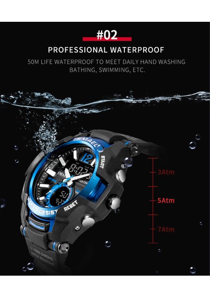 Gül Altın Lüks Marka Moda Erkek Analog Kuvars Saatler Askeri LED Dijital Tarih Aydınlık Erkekler Spor Su Geçirmez Izle Relogio Masculino (Yurt Dışından) indirimleri