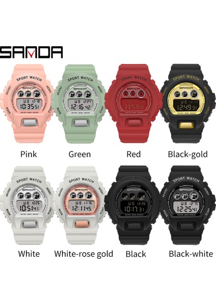 Kırmızı Sanda Unisex Elektronik Saat Bayanlar Çok Fonksiyonlu 50 Metre Su Geçirmez Saatler Dijital Erkek Öğrenci Moda Reçine Spor Saati (Yurt Dışından) modelleri
