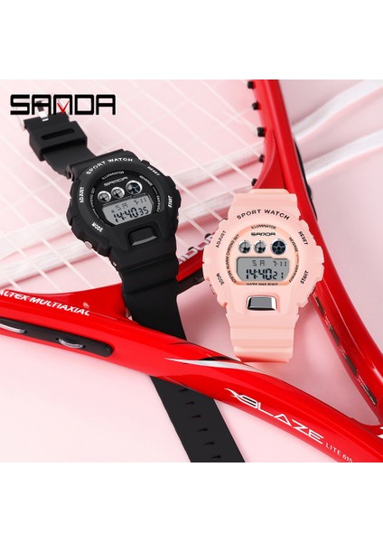 Kırmızı Sanda Unisex Elektronik Saat Bayanlar Çok Fonksiyonlu 50 Metre Su Geçirmez Saatler Dijital Erkek Öğrenci Moda Reçine Spor Saati (Yurt Dışından) fırsatları