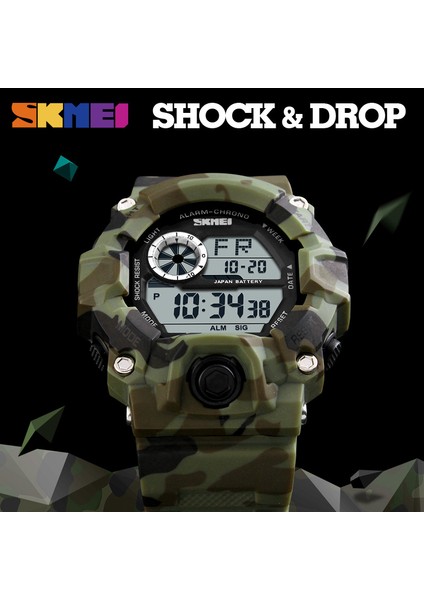 Yeşil Kamuflaj Ünlü G Stil Erkek Saatler Spor Kronograf Askeri Dijital Kol Saatleri Kamuflaj Şok Dayanıklı Montre Homme Erkek Saat Saat (Yurt Dışından) indirimleri