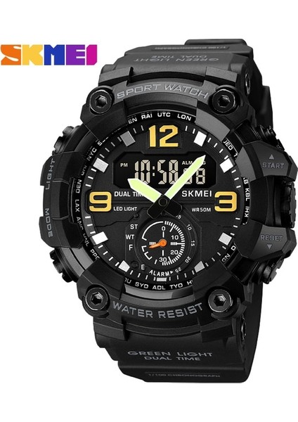 Siyah Skmeı Askeri Spor Izle Adam 3 Zaman LED Işık Dijital Saatler Moda Elektronik Kronometre Chrono Saat Erkek Kol Saati (Yurt Dışından)