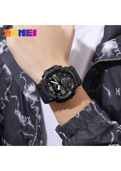 Siyah Skmeı Askeri Spor Izle Adam 3 Zaman LED Işık Dijital Saatler Moda Elektronik Kronometre Chrono Saat Erkek Kol Saati (Yurt Dışından)