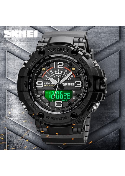 Yeşil Kamuflaj Lüks Spor Izle Erkekler 50BAR Su Geçirmez Askeri Spor Elektronik Saat Moda Erkekler Kronometre Geri Sayım Kol Saati Çalar Saat (Yurt Dışından)