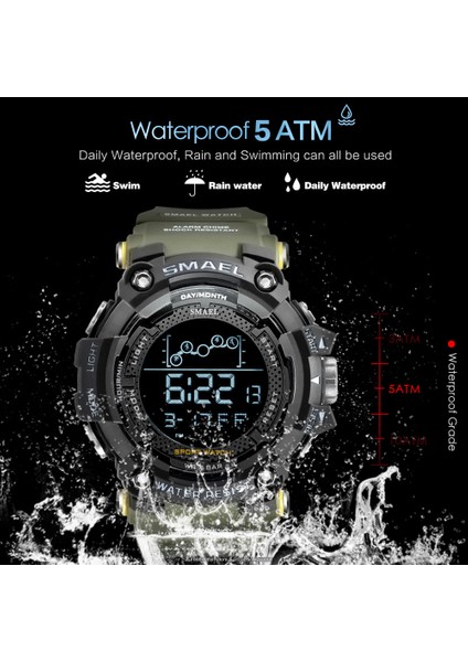 Green-Box Smael Askeri Spor Dijital Saat Erkekler Için Su Geçirmez LED Arka Işık Kol Saati Hafta Tarih Çalar Saat Relogio Часы Мужские Reloj (Yurt Dışından) modelleri