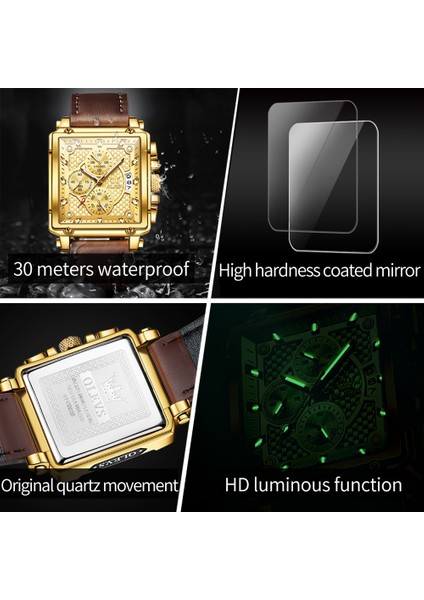 2867 Altın Px 2023 Olevs Orijinal Altın Izle Erkekler Için Lüks Marka Askeri Deri Büyük Altın Chronograph Erkek Kol Saatleri Relogio Masculino (Yurt Dışından)